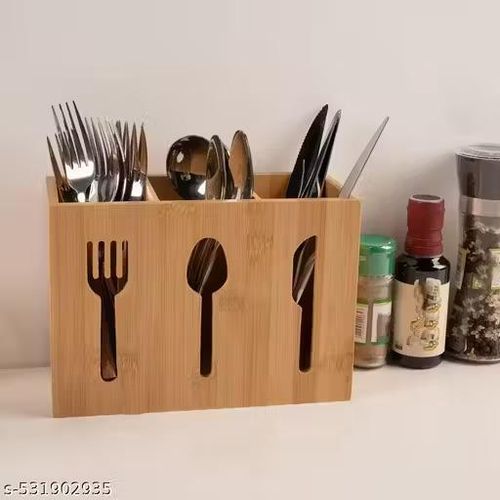 3 slot bamboo cutlery organizer box 
