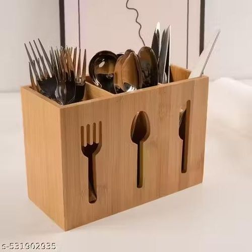 3 slot bamboo cutlery organizer box 