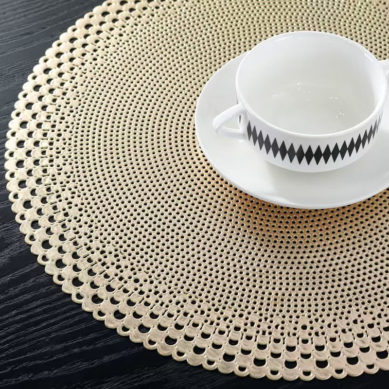 6pcs round shell golden table mat