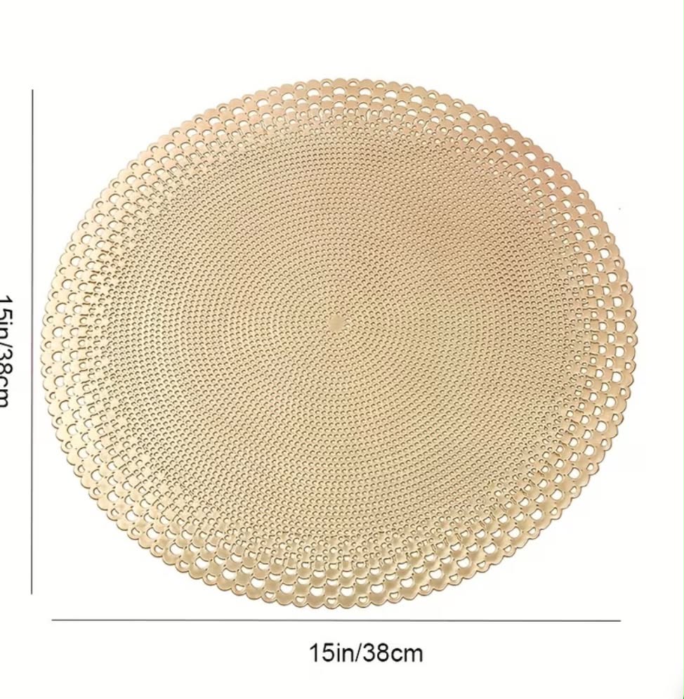 6pcs round shell golden table mat