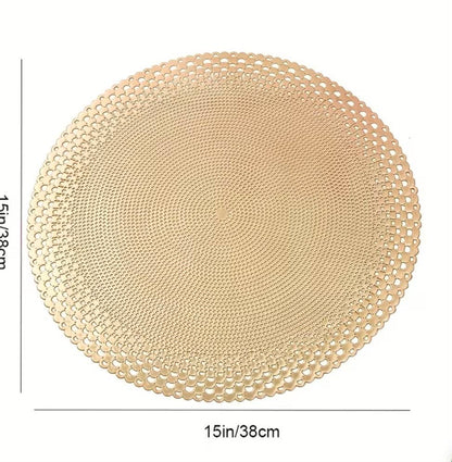 6pcs round shell golden table mat