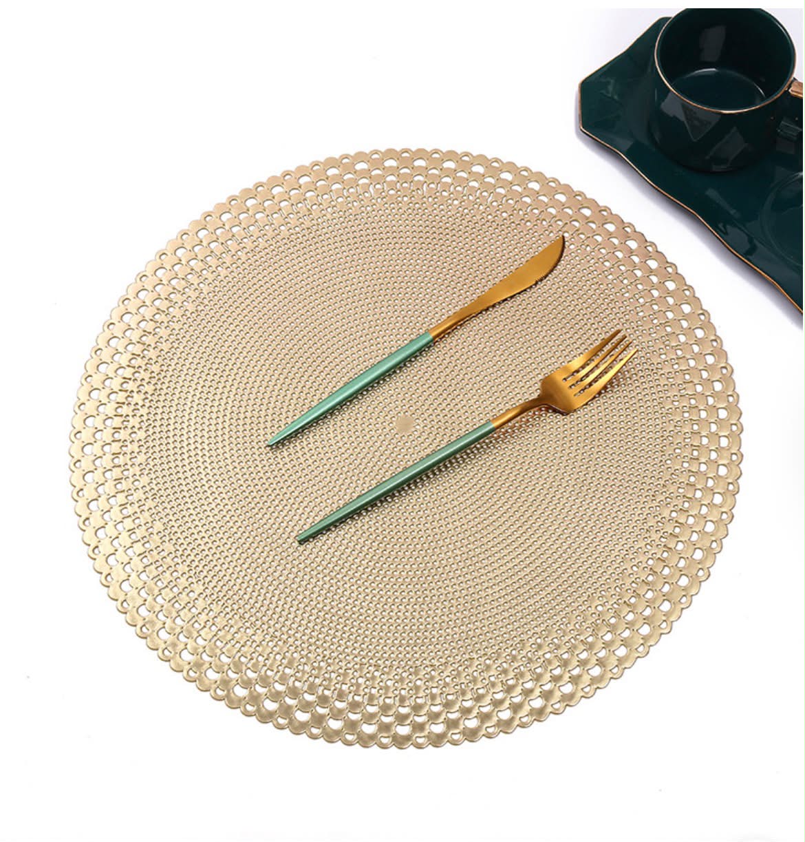 6pcs round shell golden table mat