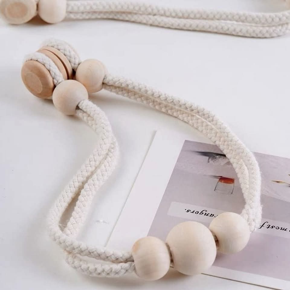 Magnetic curtain tie backs with wooden beads 