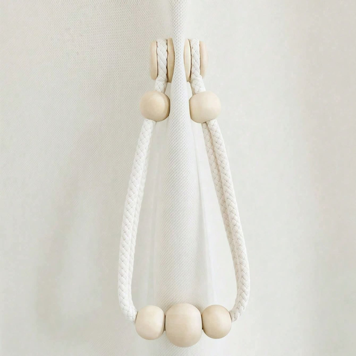 Magnetic curtain tie backs with wooden beads 