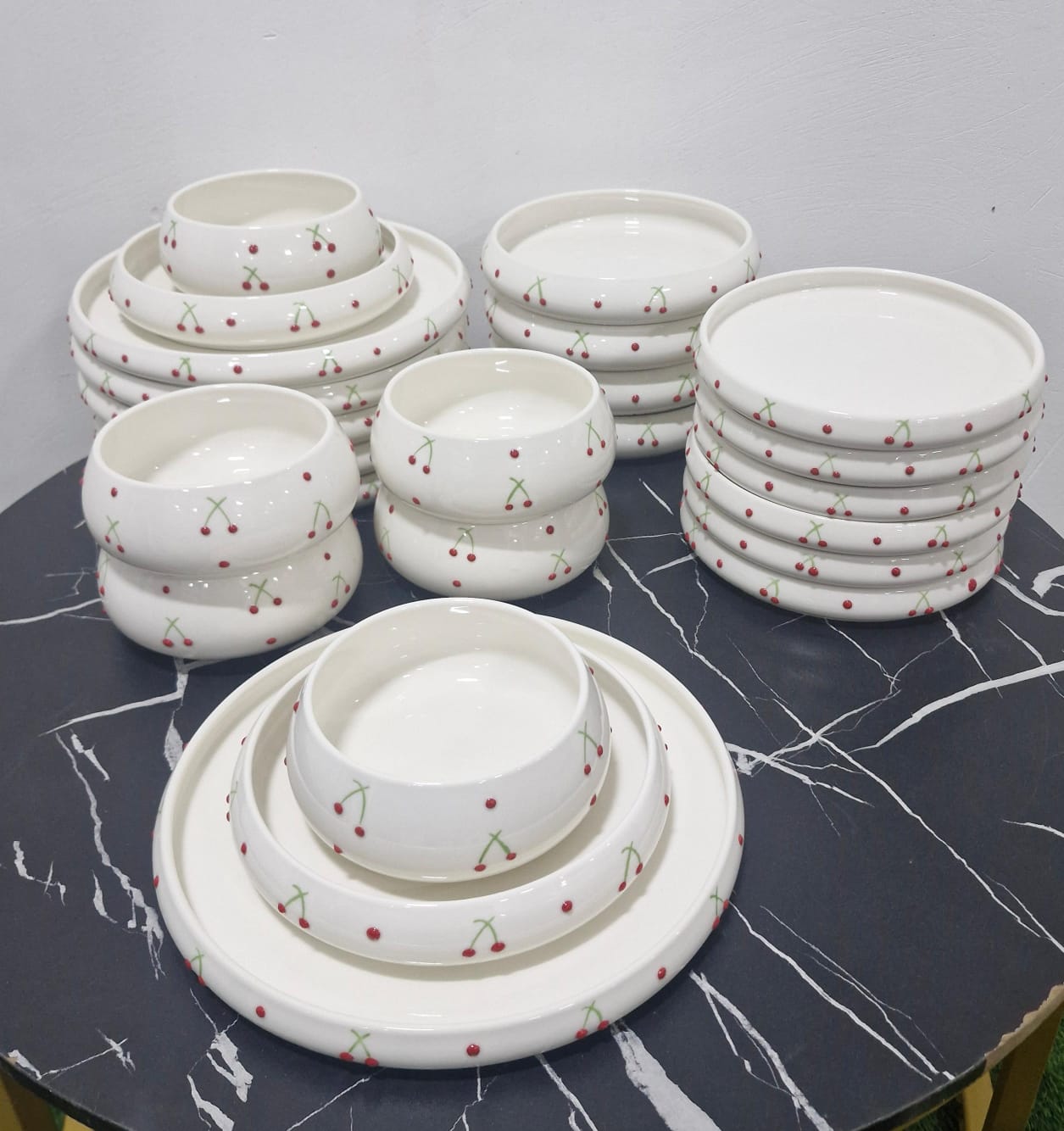 24pcs Elegant White Double glaze Ceramic Dinner set