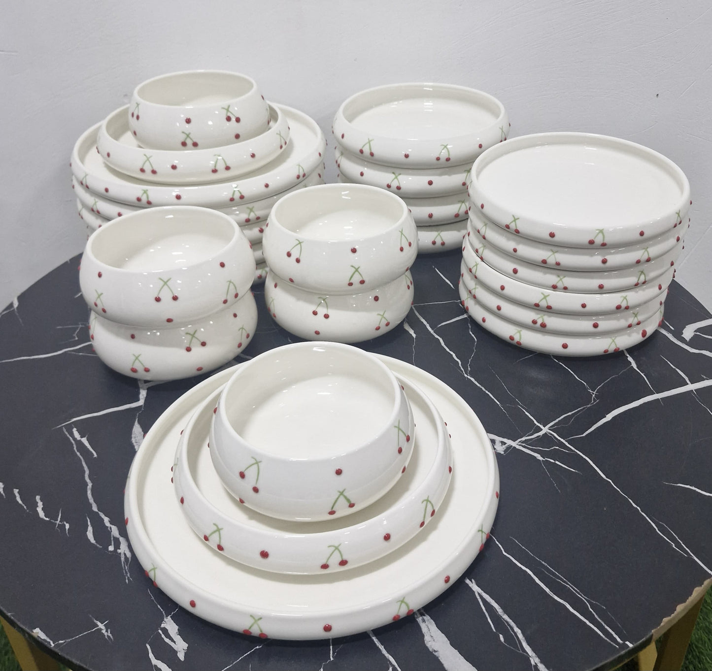 24pcs Elegant White Double glaze Ceramic Dinner set