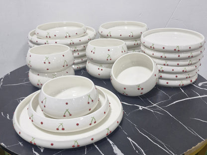 24pcs Elegant White Double glaze Ceramic Dinner set