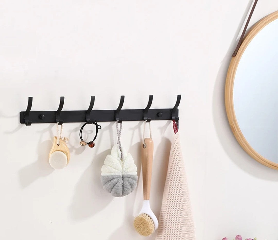 Wall mounted stainless steel 6 hooks rack