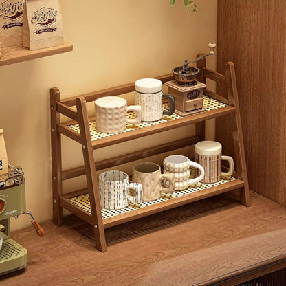 Bamboo countertop storage rack.
