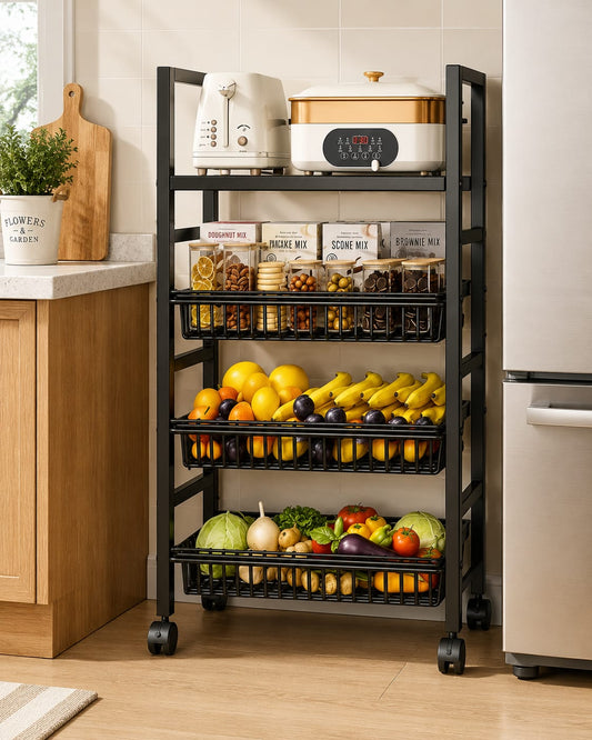 Heavy metallic Vegetable rack with movable wheels 
