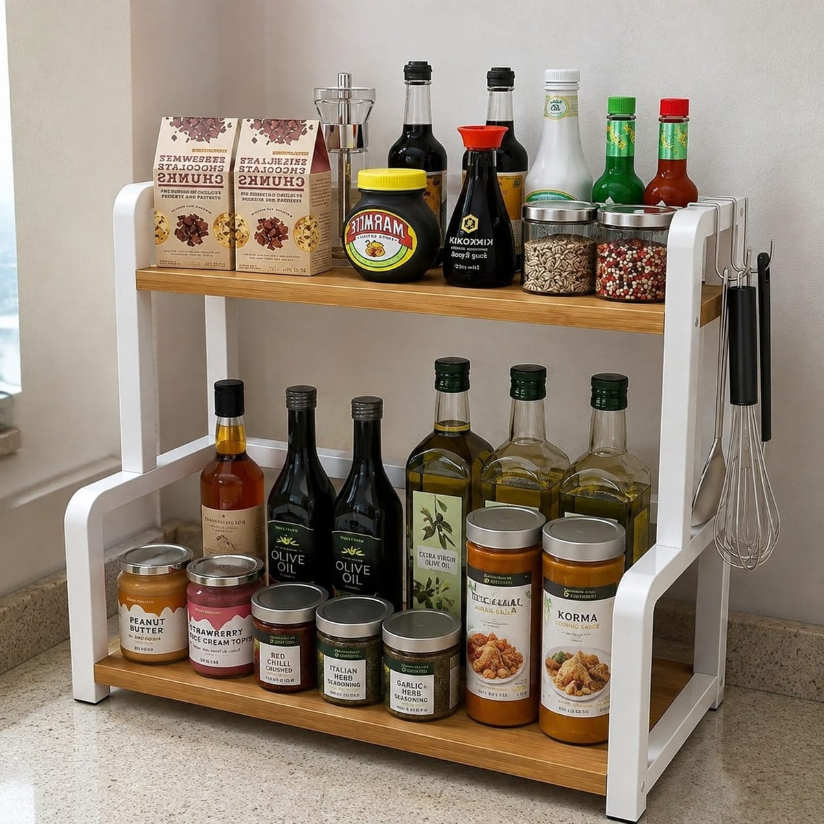 Stainless Steel Kitchen Storage Rack, Countertop Seasoning Multi-layer Storage Rack, Shelf Saving Space