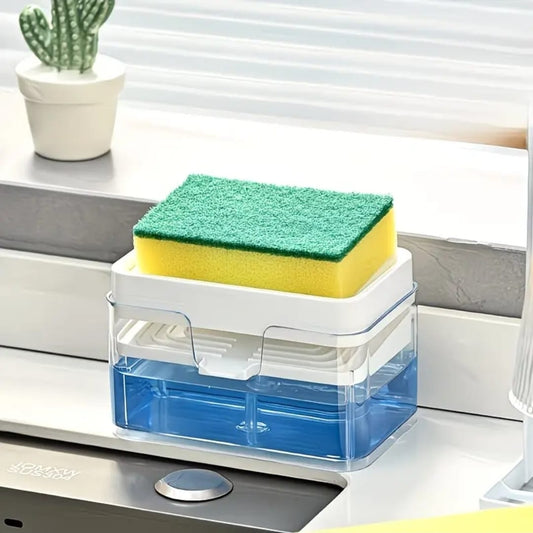 Creative kitchen sink drain soap dispenser with sponge