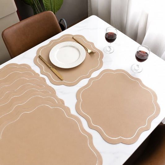 Modern Round faux leather PVC Table mats for Dinning 
