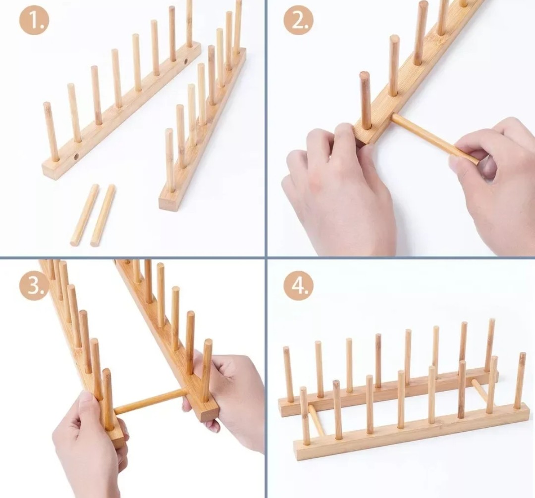7 slot bamboo plate/pot lid/cutting board rack holder   