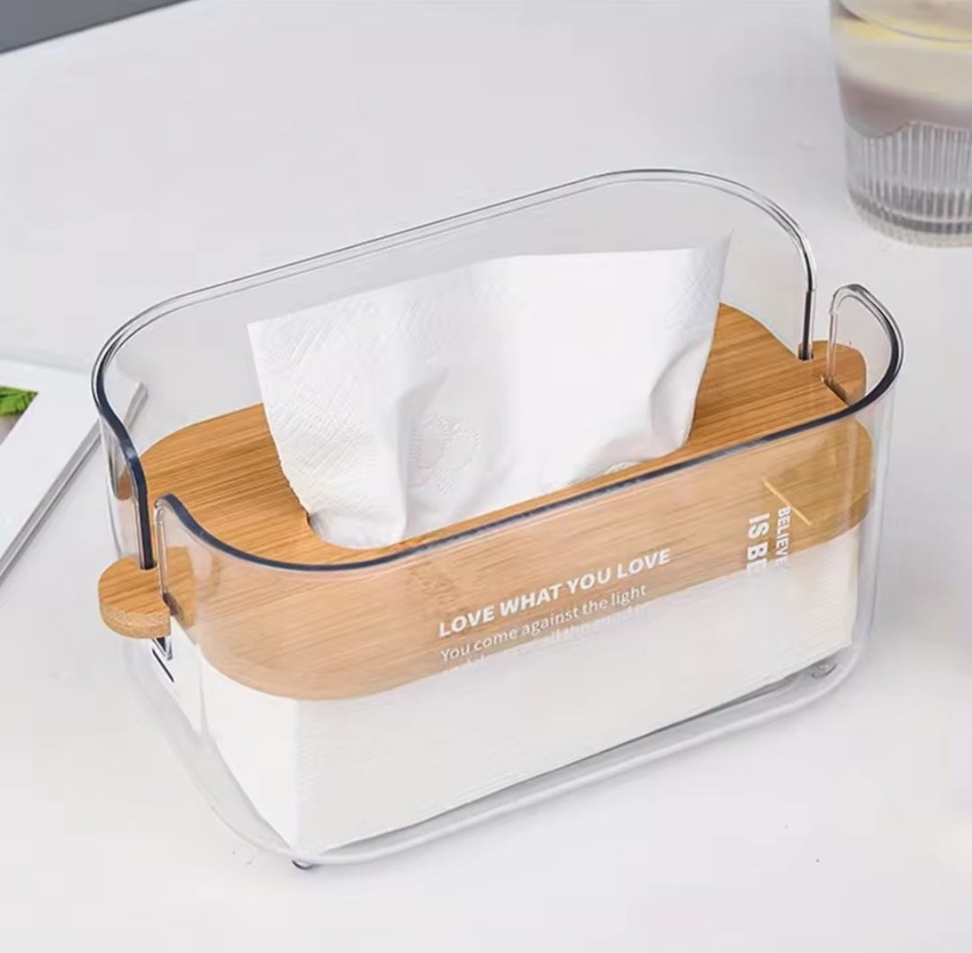 Acrylic with bamboo serviette holder