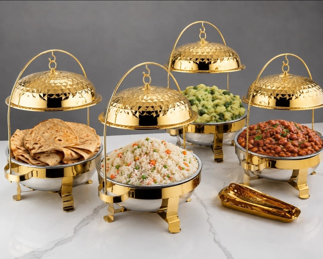 8L Gold Chafing Dish with Hanging Lid 