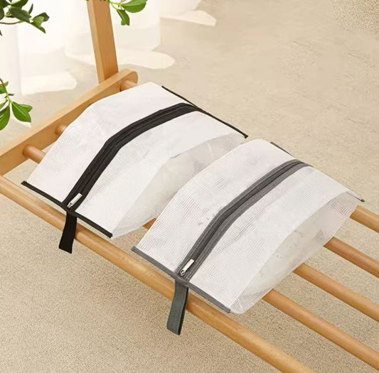Portable mesh shoe bags with zipper 