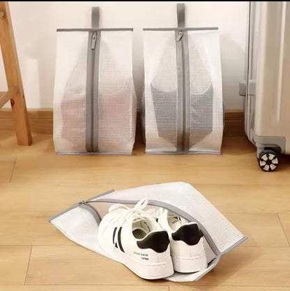Portable mesh shoe bags with zipper 