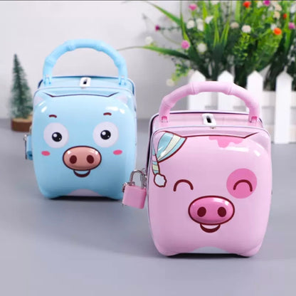 Metallic Piggy Bank with Padlock