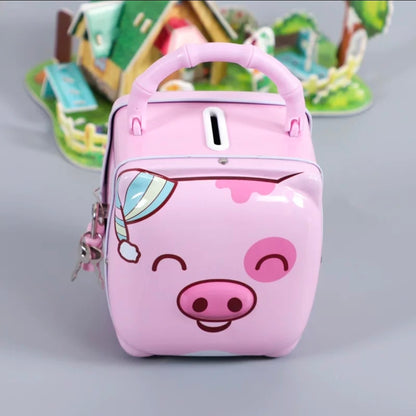 Metallic Piggy Bank with Padlock