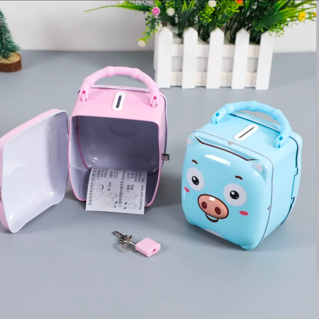 Metallic Piggy Bank with Padlock