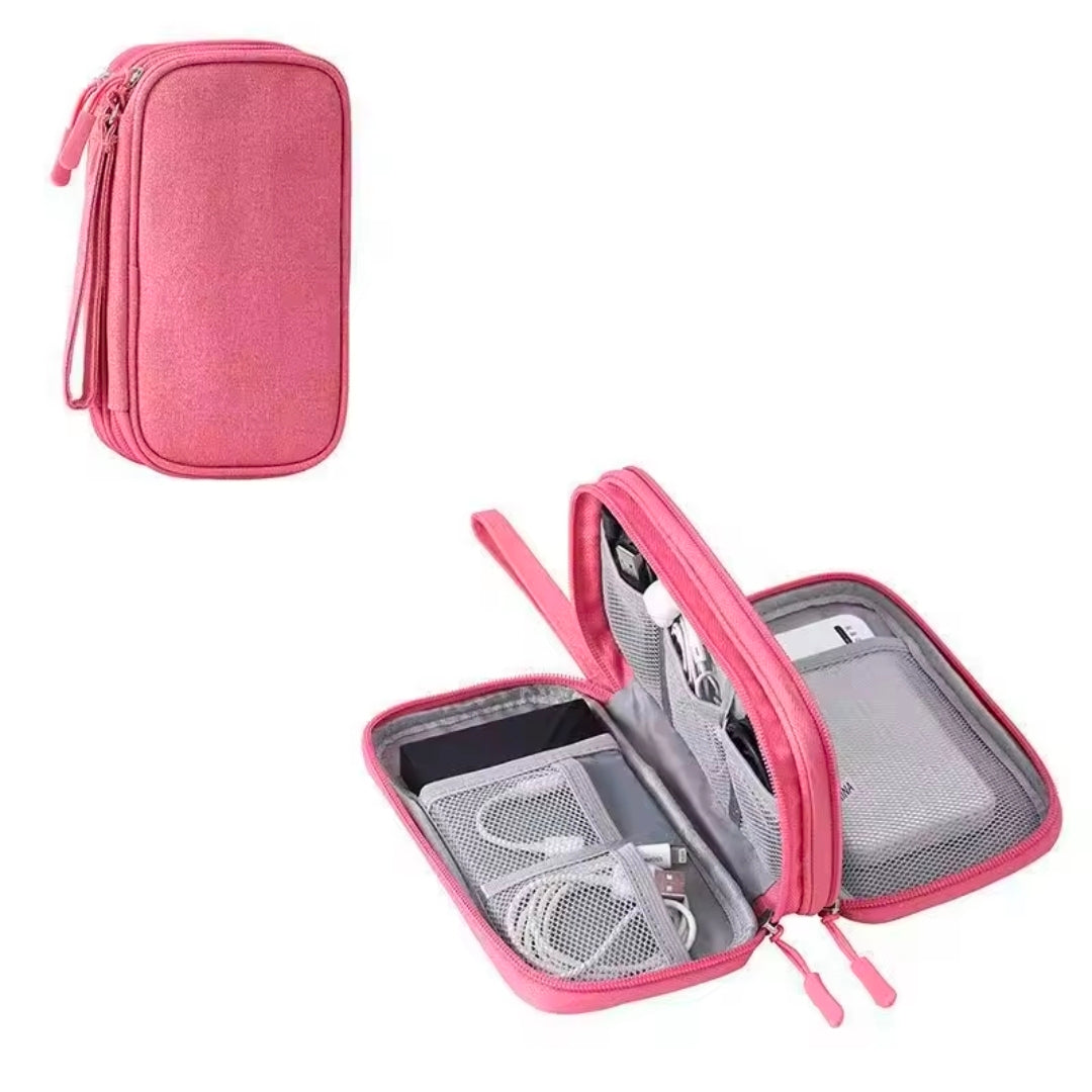 Travel Cable Organizer Bag Double Layer Storage Case