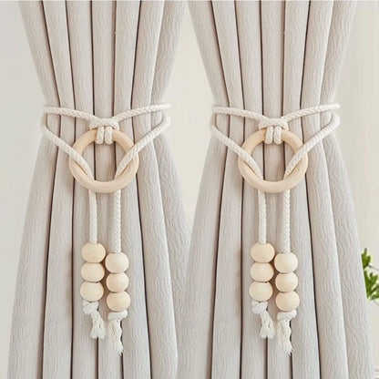 2pcs natural cotton rope curtain tiebacks boho style 