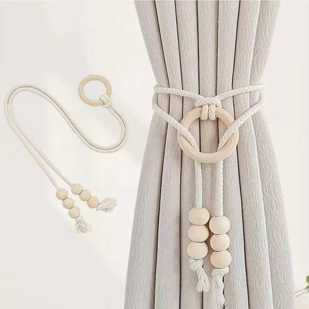 2pcs natural cotton rope curtain tiebacks boho style 