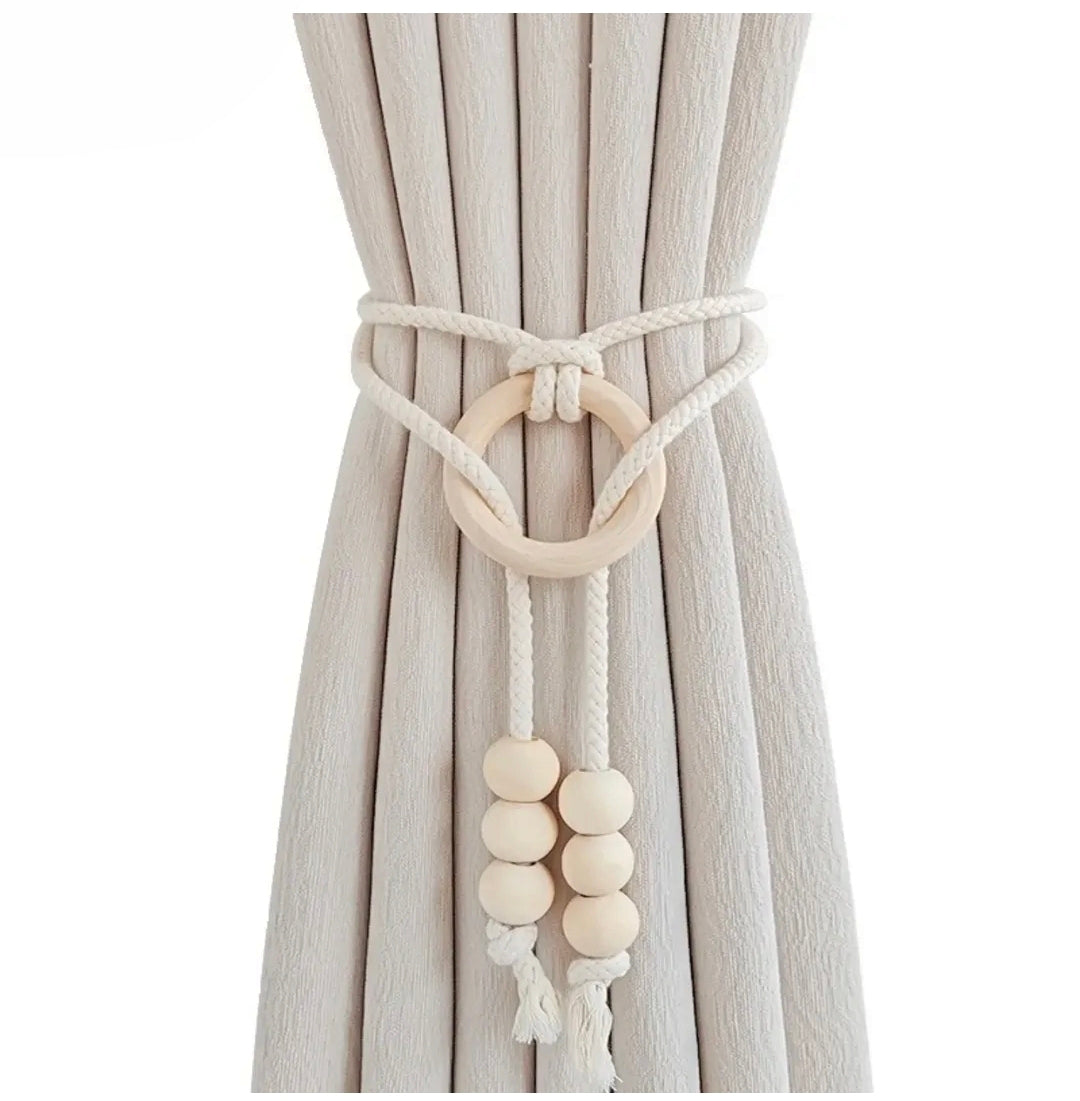2pcs natural cotton rope curtain tiebacks boho style 