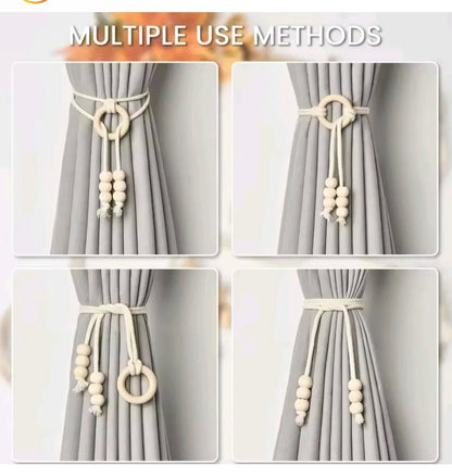 2pcs natural cotton rope curtain tiebacks boho style 