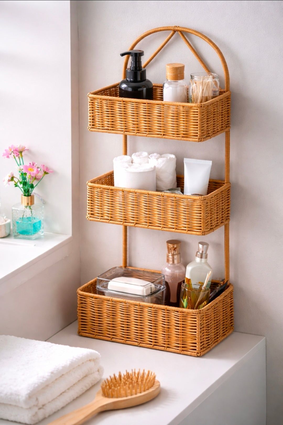 3 Layer Rattan shower caddy