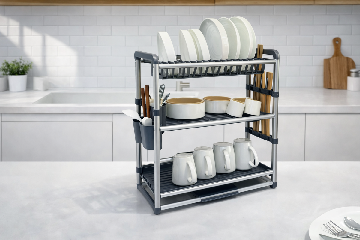 Premium Quality 3 Tier Aluminium Dish Drainer