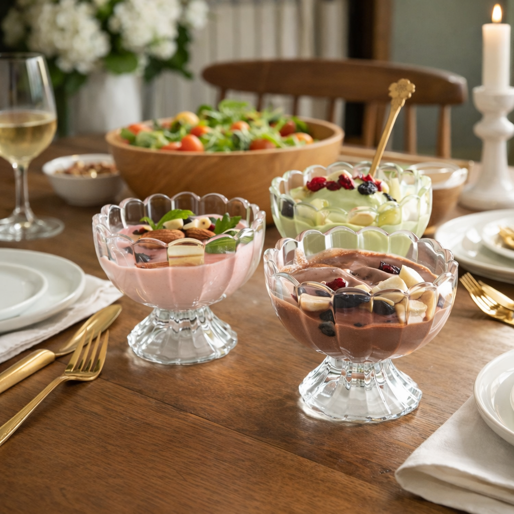 6-Piece Transparent Heat-Resistant Glass Dessert Cups 