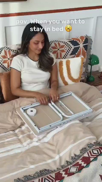 Adjustable Tilting Laptop Folding Table Stand Desk Bed Table with Foldable Legs